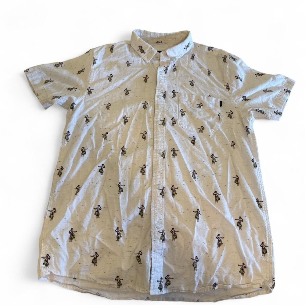 Rip Curl Hula Girl Hawaiian Print Button-Up Shirt - Men's Size S